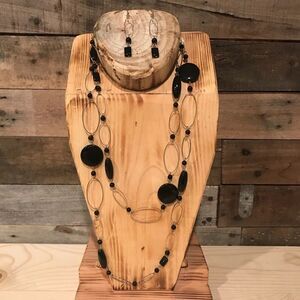 Onyx long necklace set ( handmade )
